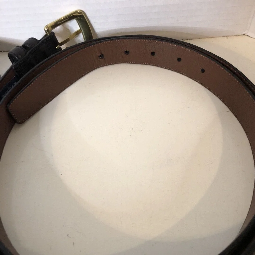 Roundtree & Yorke (2) 1 Black 1 Brown Full Grain Cowhide Dress Belt Men's 48/120 - Picture 15 of 16